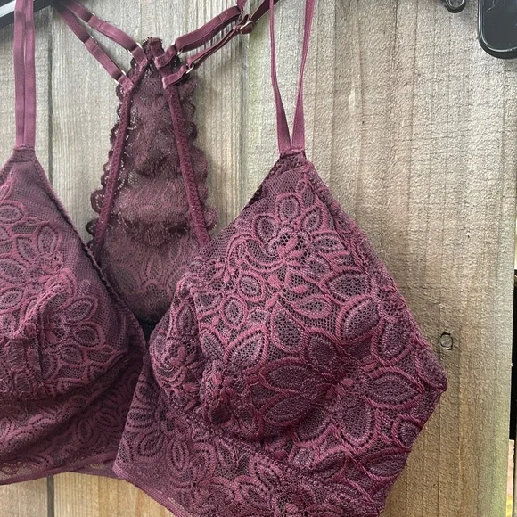 Aerie Lace Racerback Bralette in Deep Plum Medium - Picture 3 of 9